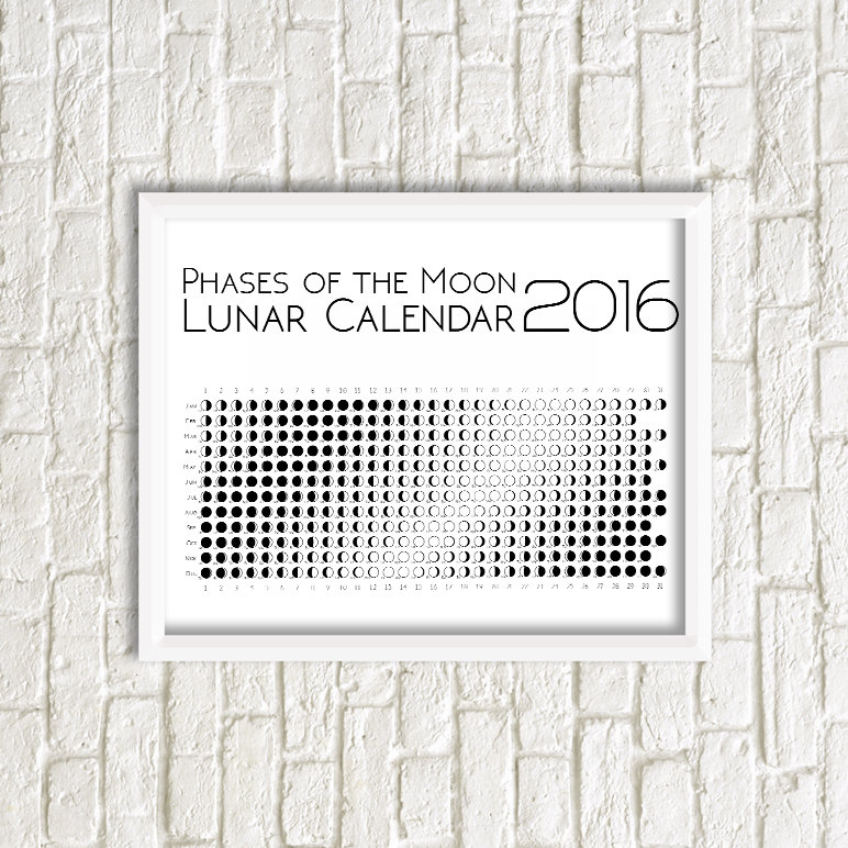 Moon Calendar La Luna Printable Lunar Calendar 2016 By Grafikshop