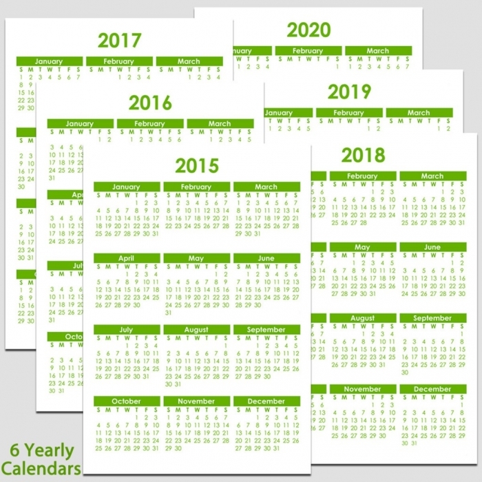 Printable 5 Year Calendar 2015 2020