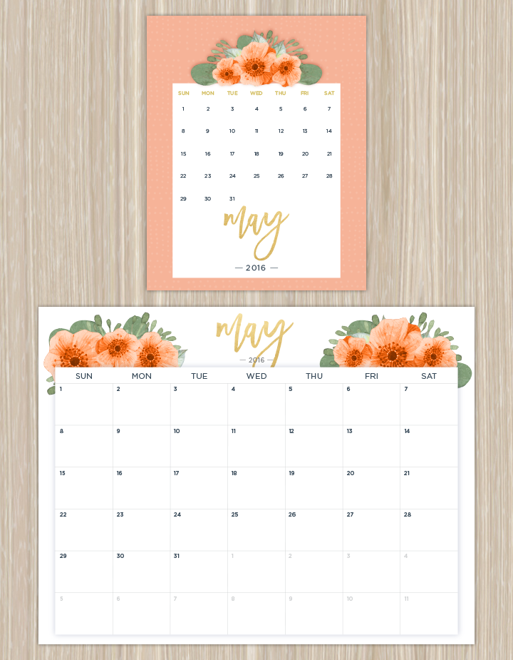 Printable Calendars For A More Floral 2016