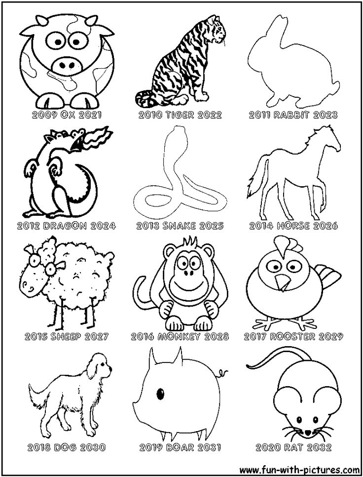 Printable Chinese Zodiac Coloring Pages