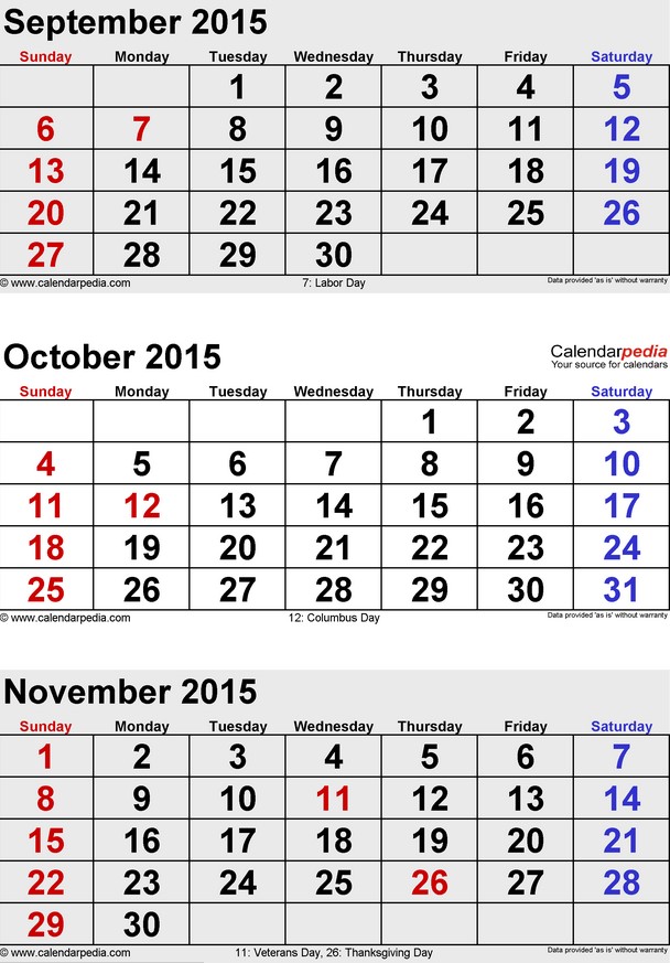 4 Month Calendar Printable