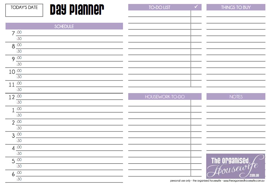 5 Best Images Of Printable Day Planner Template