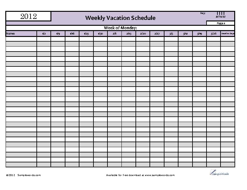 Best Photos Of Vacation Schedule Template