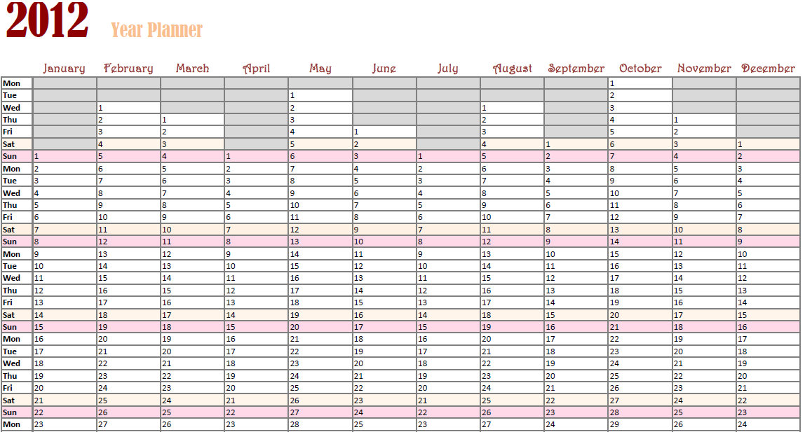 Best Photos Of Yearly Calendar Template Excel