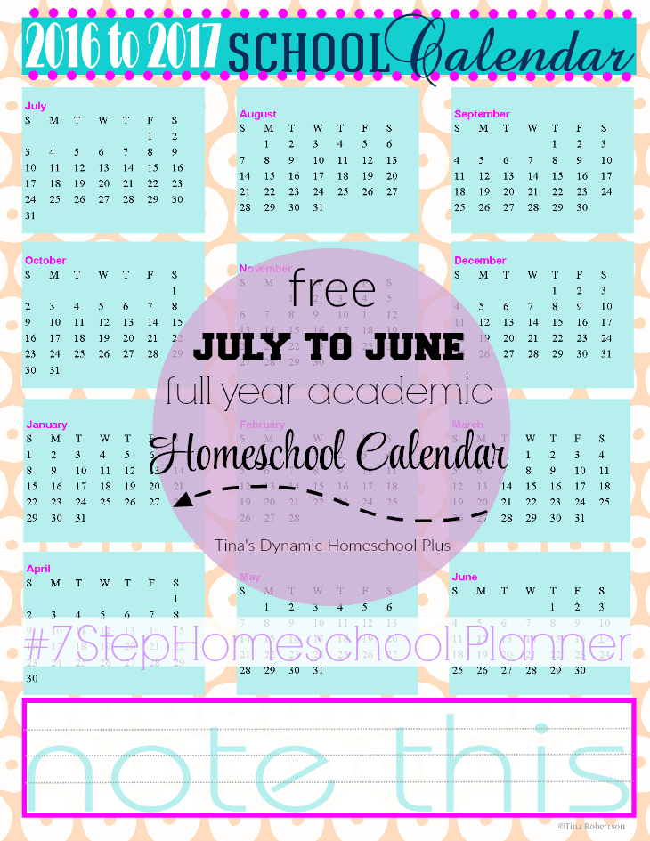 Free Homeschool Academic Year Calendar