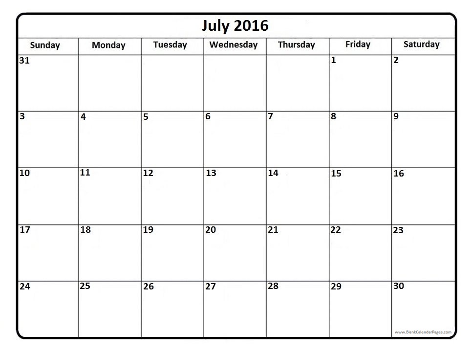 July Printable Calendar