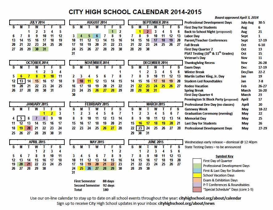 School Calendar For 2014