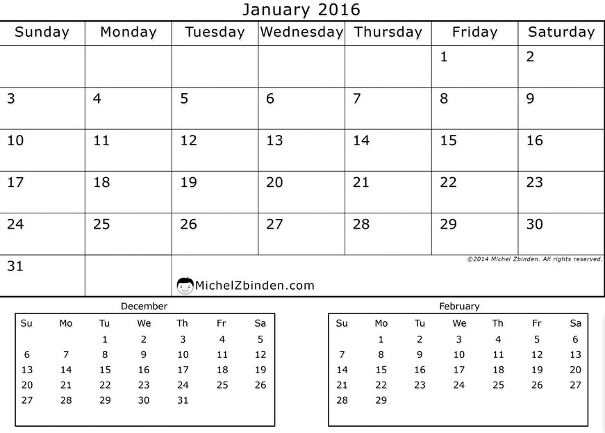 Calendar December 2015 Jan 2016