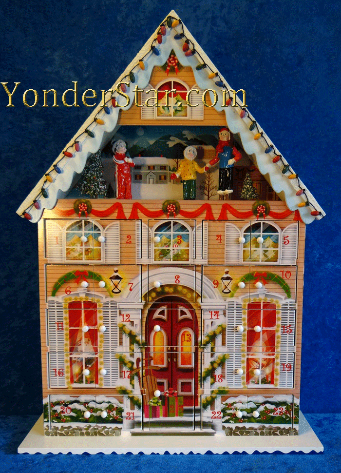Caroling Wooden Advent Calendar House