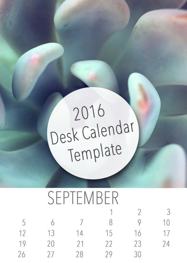 2016 Desk Calendar Template