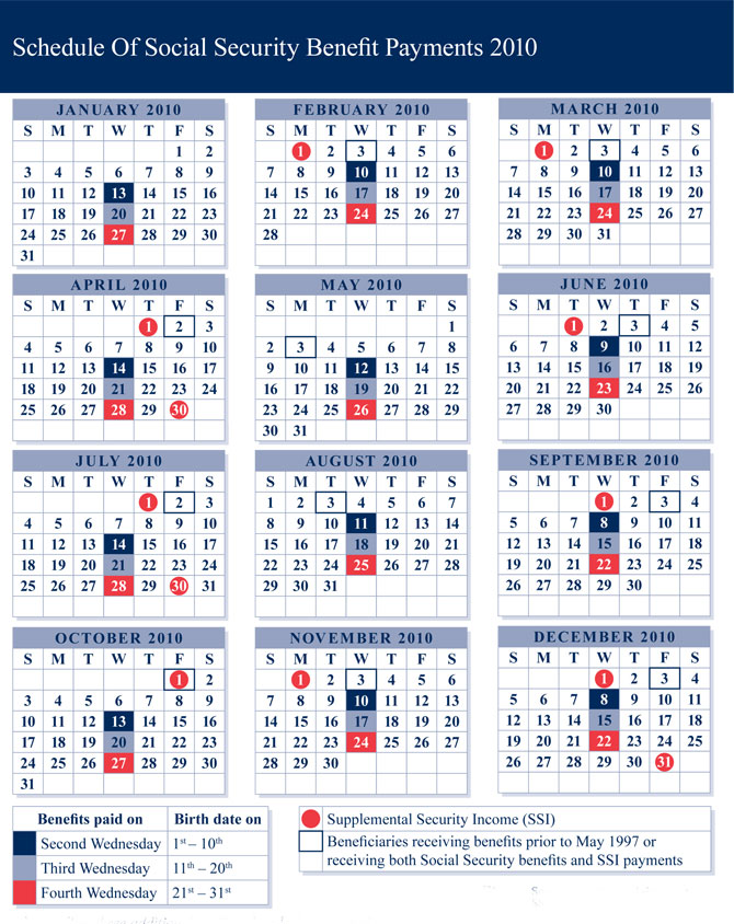 Benefit Payment Calendar