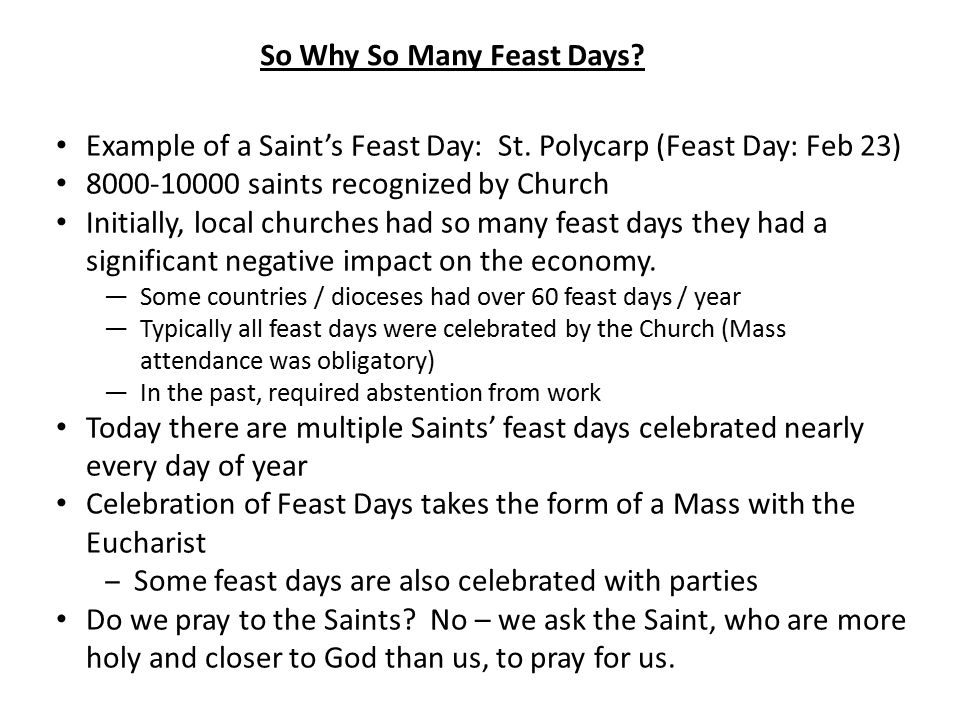 Catholic Feast Days Terry Costigan  What Is A Feast Day  Feast