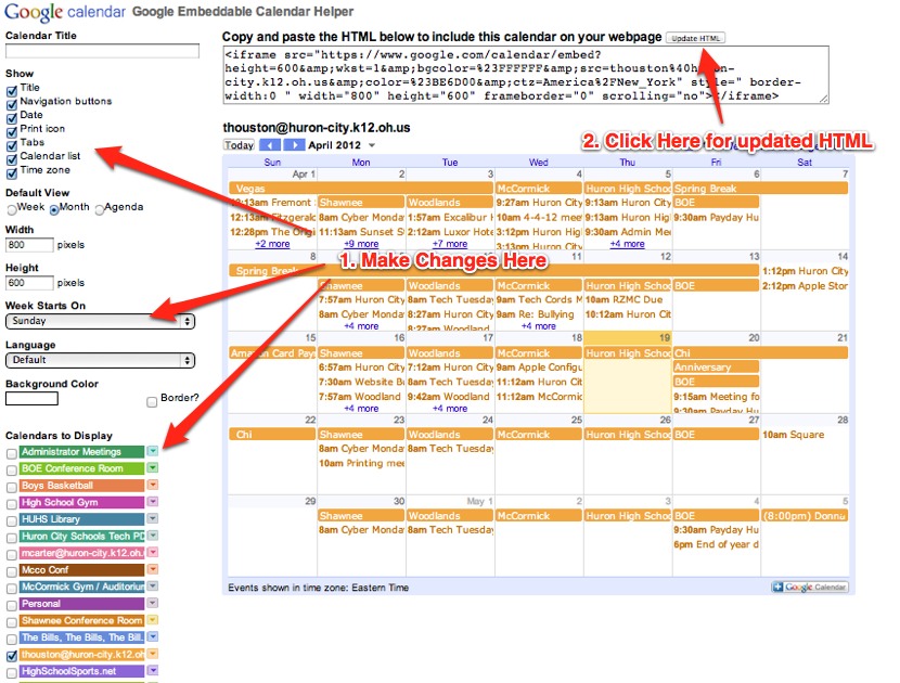 Displaying Multiple Google Calendars On Your Website Â« Tj Houston Com