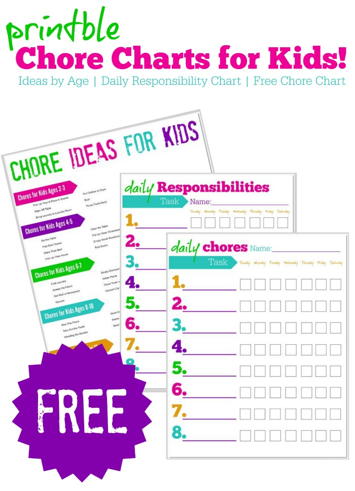 Free Printable Chore Charts For Kids + Ideas By Age