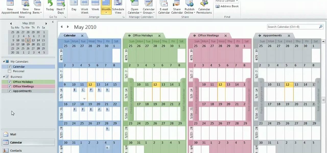 How To Create And Use Multiple Calendars In Microsoft Outlook 2010