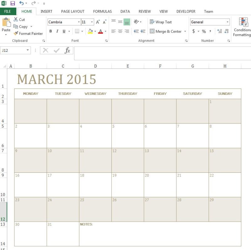 Insert Excel Calendar Object Into Powerpoint