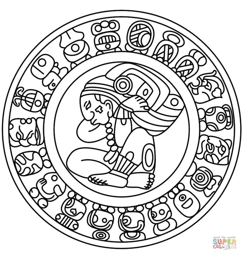 Mayan Calendar Coloring Page