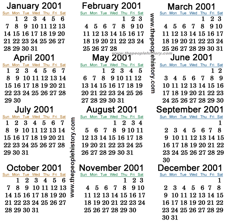 September 11 2001 Calendar Calendar Template 2022