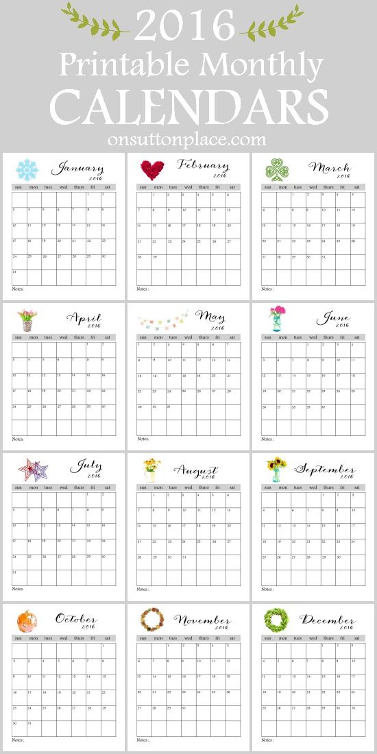 1000+ Images About Free Printable 2017 + 2016 Calendars On Pinterest