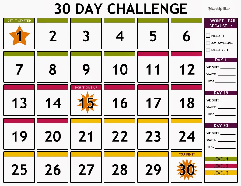 30 Day Calendar Template