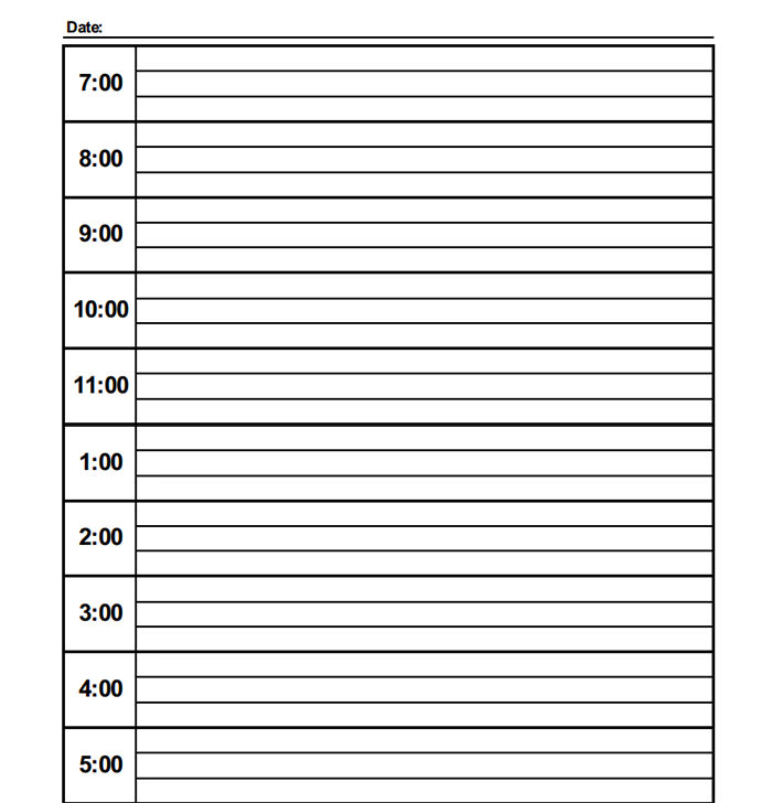 6 Best Images Of Printable Daily Calendar With Time Slots