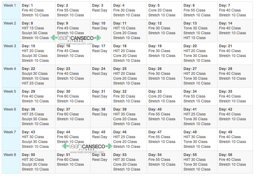 Beachbody Fitness Program Calendar Schedule