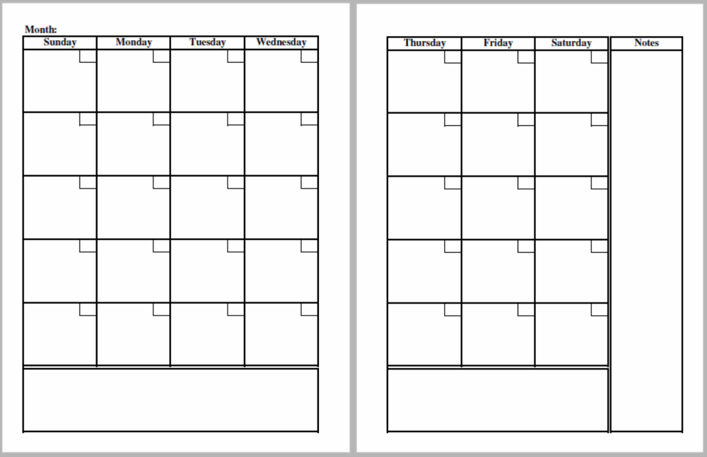 Blank Calendar Template And Monthly Planner Pages