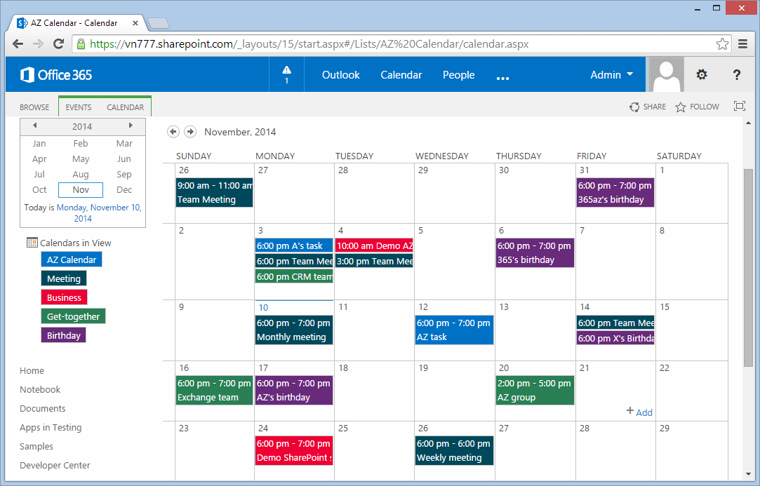 Color Code Sharepoint Calendar ~ Sharepoint 365