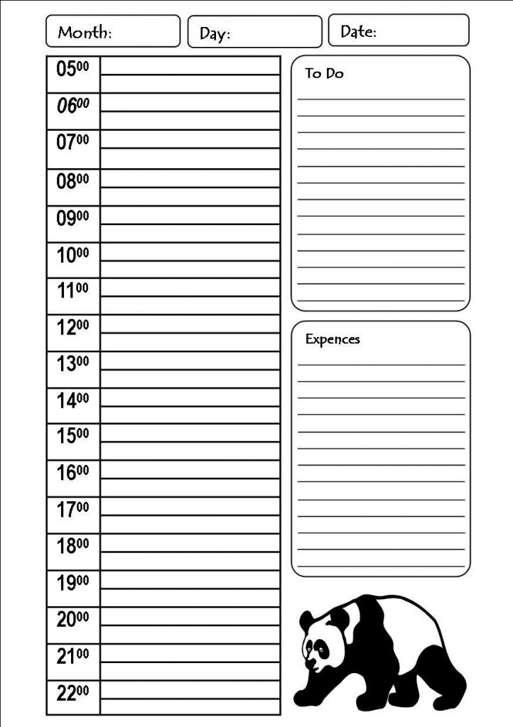 Free Printable Daily Calendar With Time Slots Daily Planning Sheet