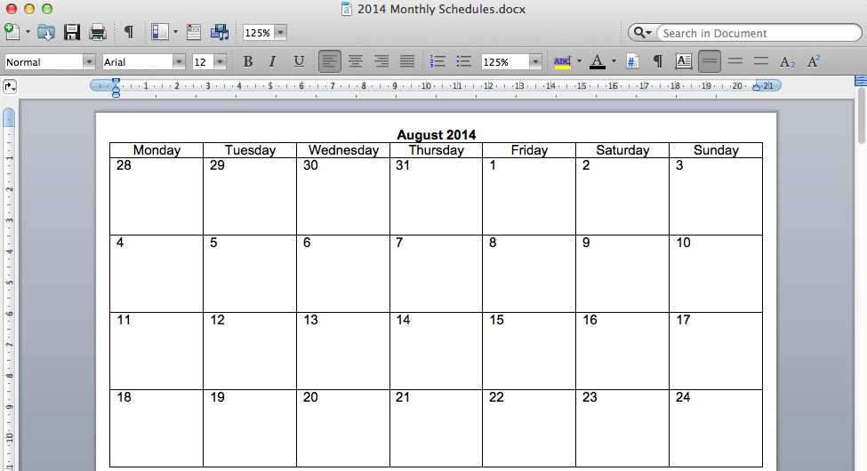 Make Your Own Calendar Word