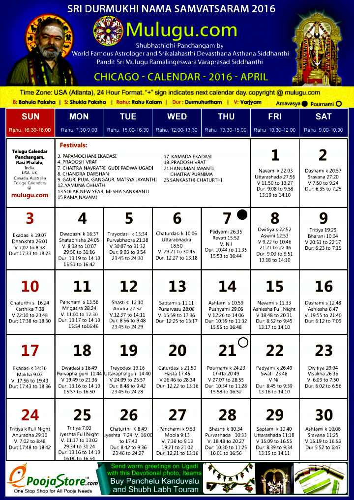 May 2016 Telugu Calendar