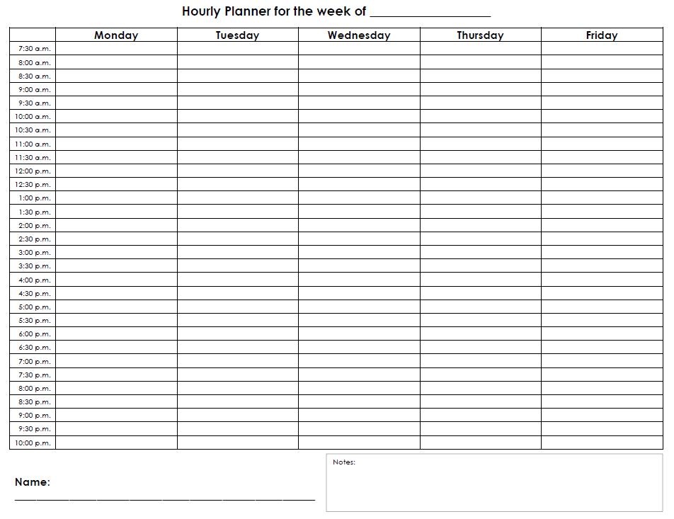 Printable Daily Hourly Calendar Template With Times   Helloalive