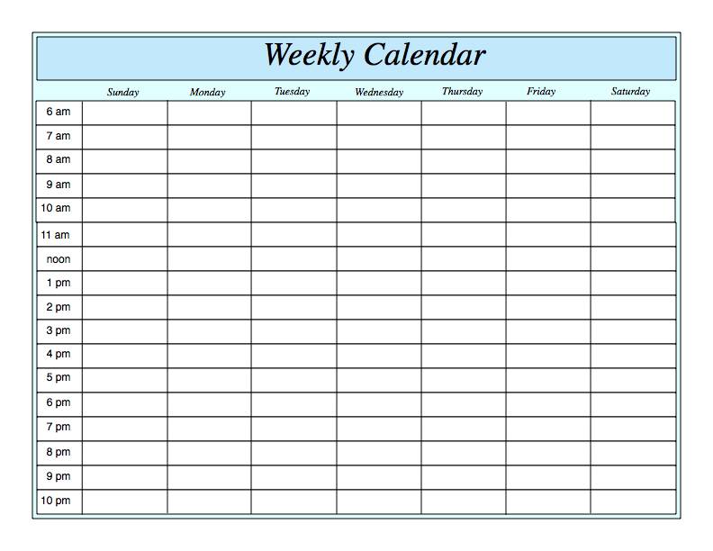 Weekly Calendar Blank