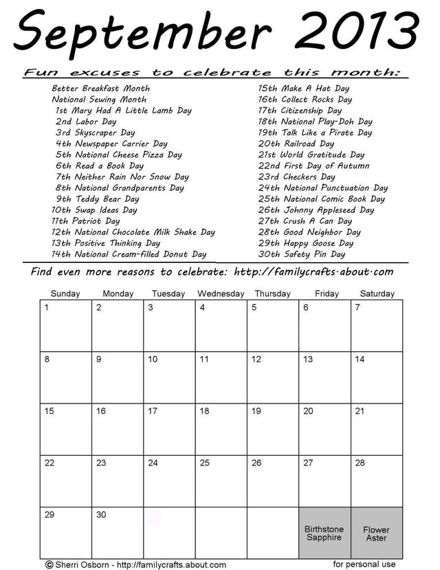 Calendar Of National Days