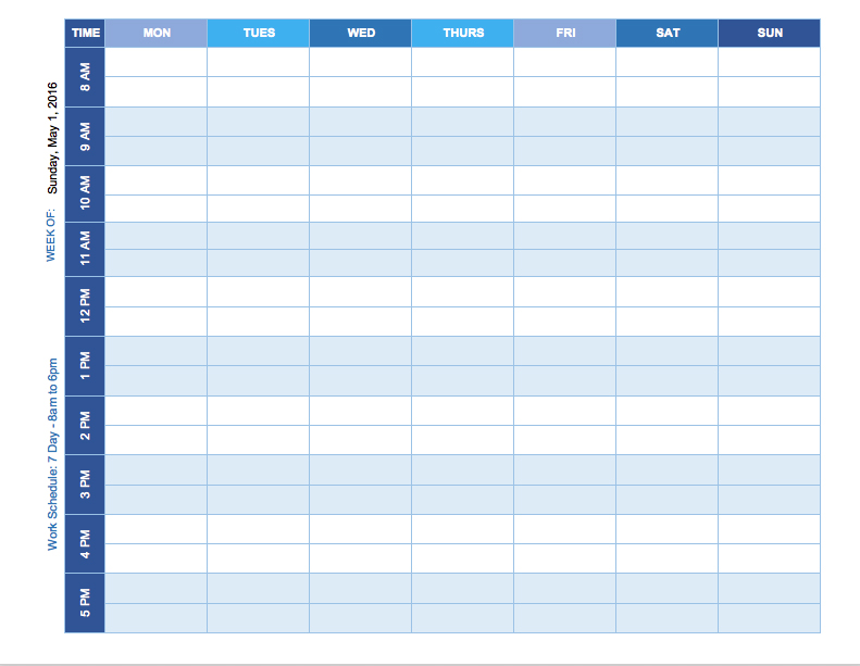 Free Weekly Schedule Templates For Excel