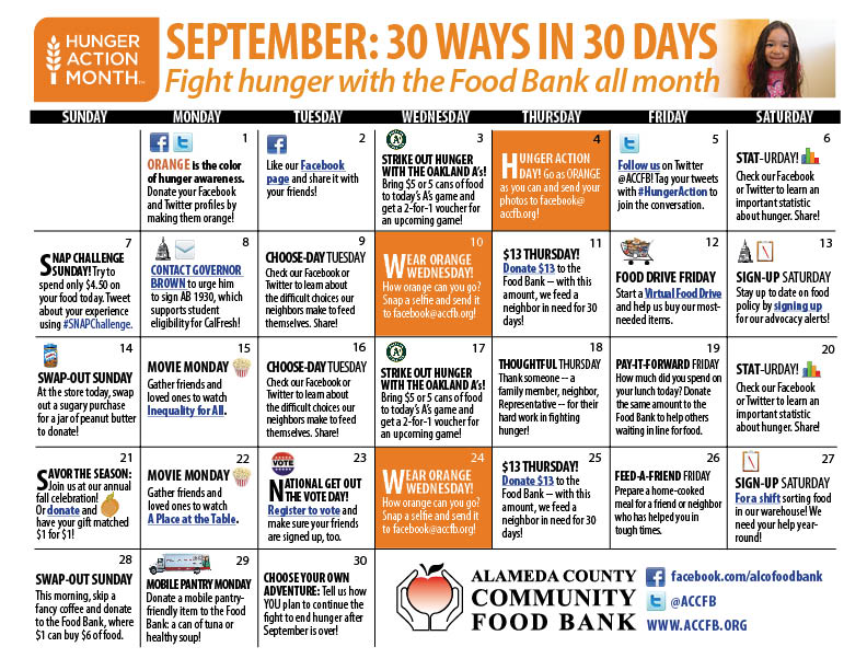 September Is Hunger Action Month!   Alameda County Community Food Bank