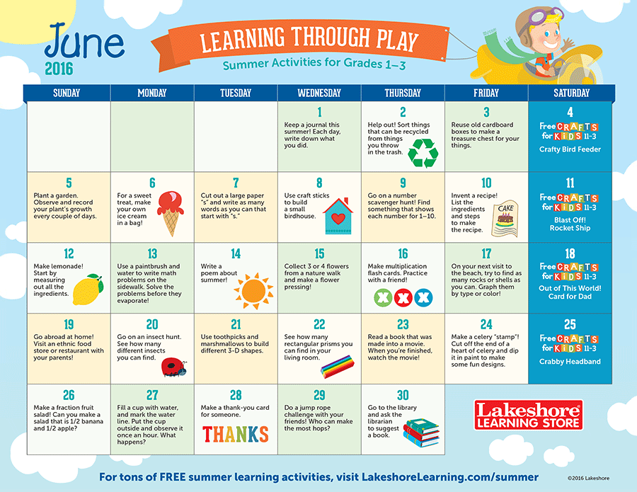 Summer Learning Calendars At Lakeshore Learning