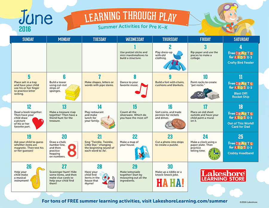 Summer Learning Calendars At Lakeshore Learning