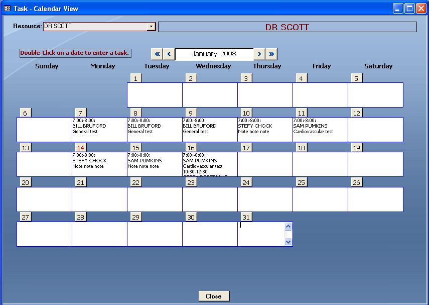 Microsoft Access Calendar Template