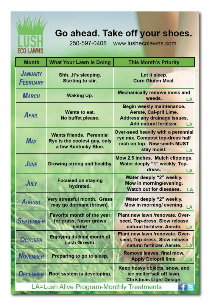 Lawn Care Calendar Wwwlushecolawns For The Home Scotts Lawn Maintenance Calendar
