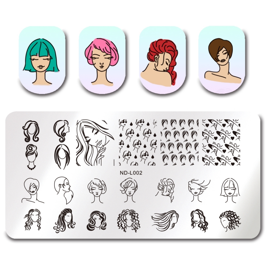 Nicole Diary Curly Hairstyle Girl Stamp Plate Nail Art Image Plate Girl Diary Template