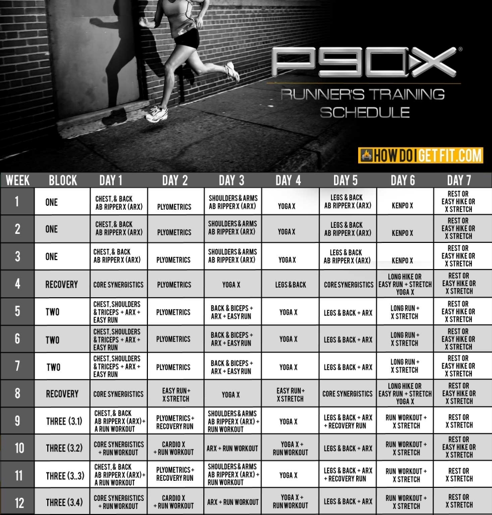 P90x Training Schedule For Your Next 10k Or Marathon How Do I Get Fit P90x Workout Schedule