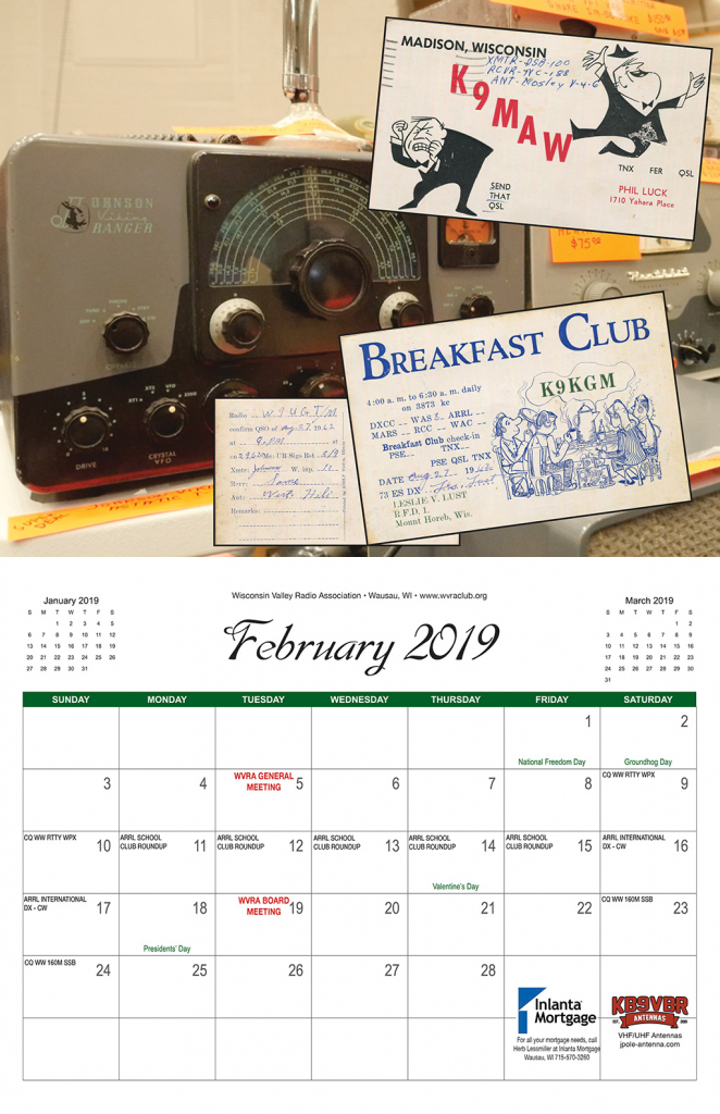 2019 Wvra Calendar Fundraiser Wisconsin Valley Radio Ham Contests Calendar