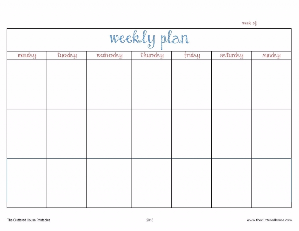 7 Day Weekly Planner Template Printable Template Calendar 7 Day Blank Calendar Printable