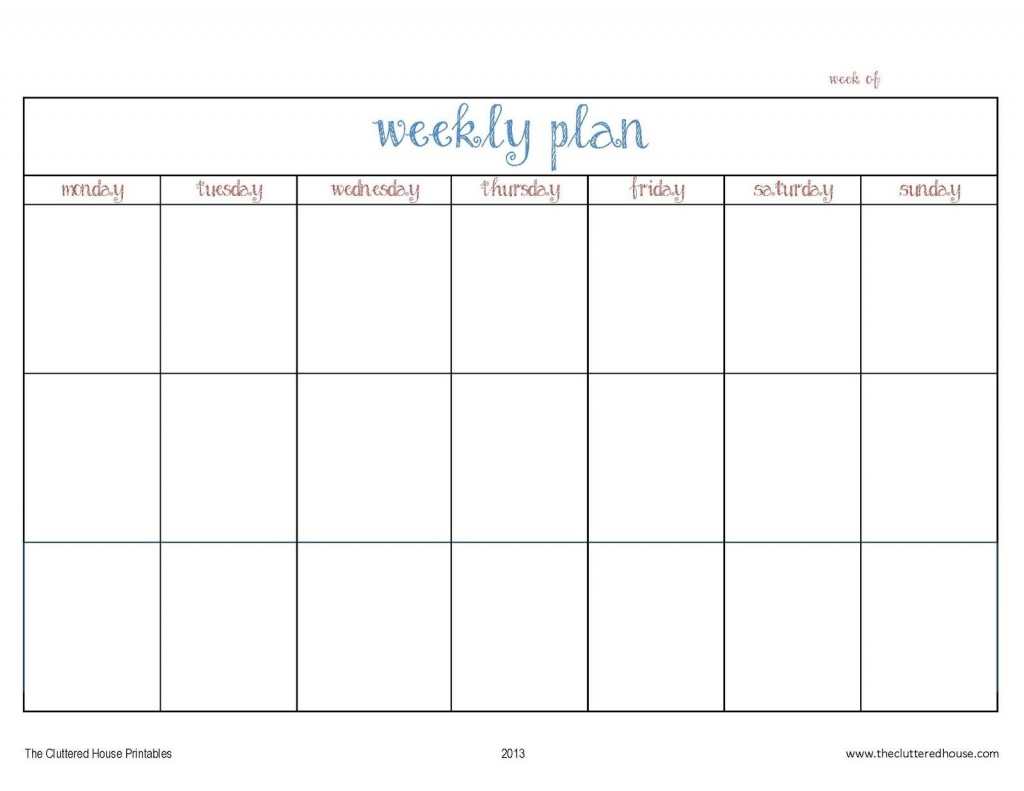 7 Day Weekly Planner Template Printable Template Calendar Printable 7 Day Calendars Free