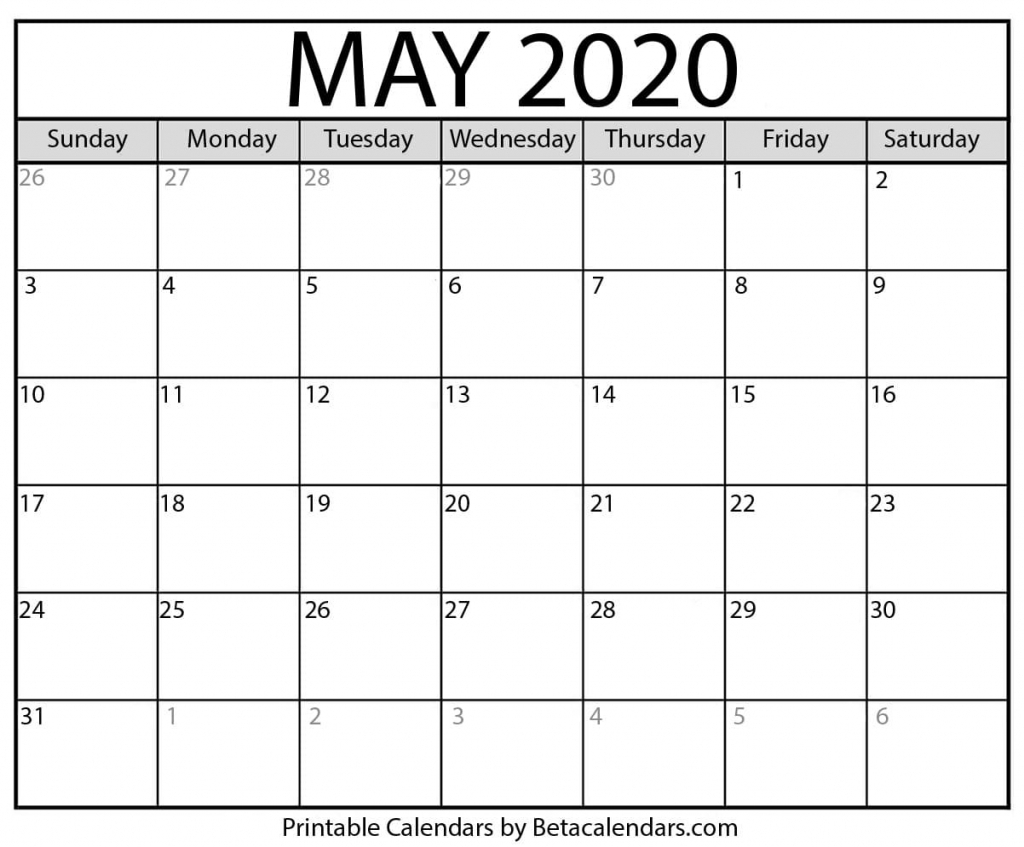 Blank May 2020 Calendar Printable Beta Calendars Blanket Calendar 2020