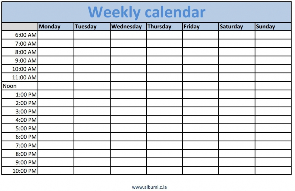 Blank Weekly Calendar Late Schedule With Time Slots Word Week Calendar With Time Slots