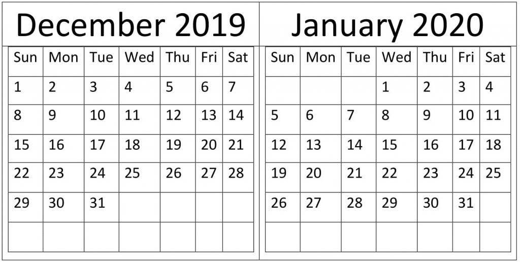 December January 2020 Calendar Holidays Template Free December To January Caleneder