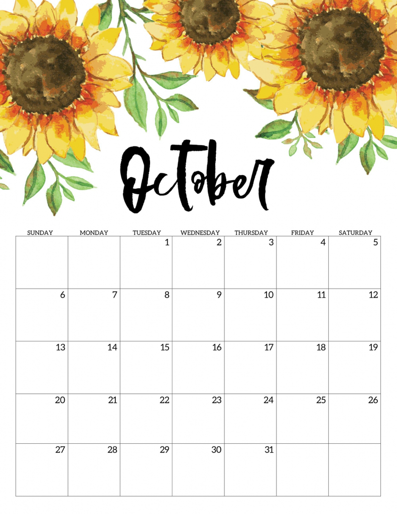 Free Printable Calendar 2019 Floral Projects To Try 8 5 X 14 Calendar October 2020