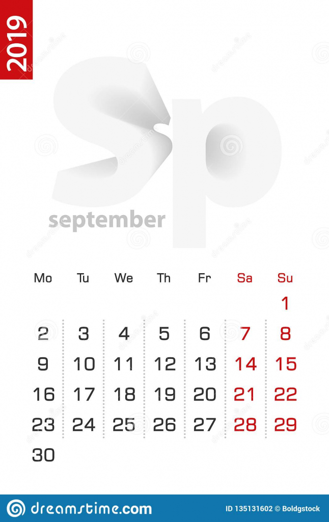 minimalist calendar template for september 2019 vector 8 by 11 5 printable calendar for october 2020